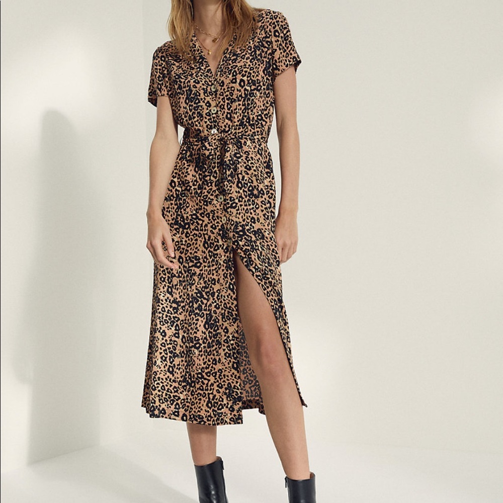 Aritzia Leopard Print Midi Dress